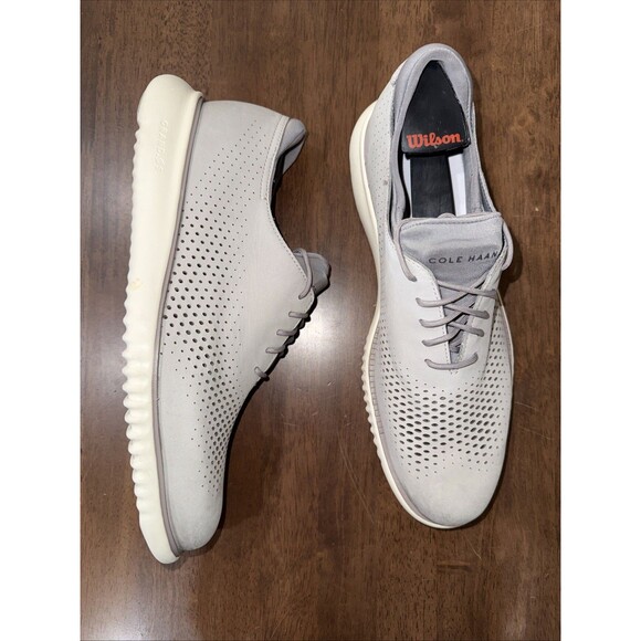 Cole Haan ZeroGrand Grand.OS Perforated Oxford Gray Nubuck Leather Shoes Men 9M